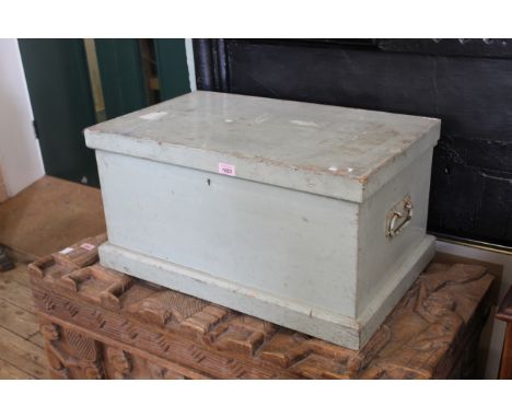 An Edwardian painted pine travelling trunk