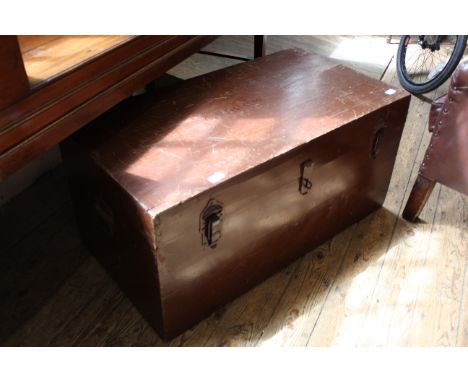 An early 20th Century pine painted travelling trunk