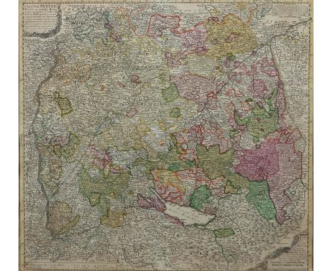 Homann, Johann Baptist (Erben)Oberkammlach 1664 - 1724 Nürnberg, deutscher Kartograph. "Circuli Sueviae Mappa ex subsidijs Mi