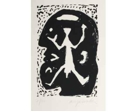 Penck, A. R.(Ralf Winkler), Dresden 1939 - 2017 Zürich, Bildhauer, Maler und Zeichner. "Kopf-Abstraktion mit Figuration", unt