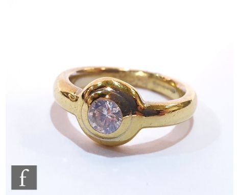 An 18ct hallmarked diamond solitaire ring, brilliant cut heavy collar set stones, weight approximately 0.50ct  to a plain sha