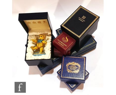 Four Halcyon day enamel and porcelain boxes, two Bilston enamel boxes and two Staffordshire enamel boxes. (8) 