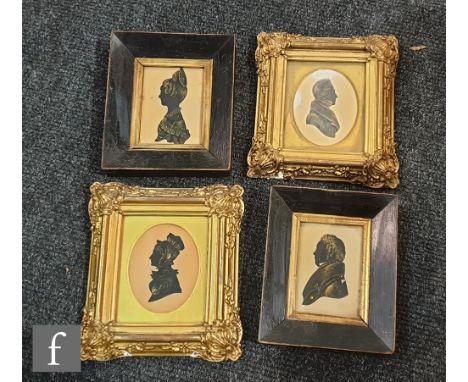 CIRCLE OF FREDERICK FRITH (1819-1871) - Portrait of a young man, painted silhouette with gilt embellishments, oval, framed, 9