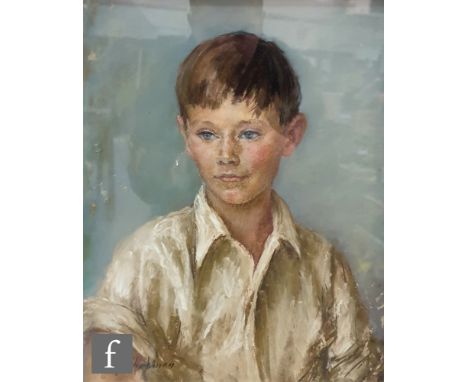 MARGA CHAPMAN (LATE 20TH CENTURY) - Portrait of a young boy wearing an open necked shirt, pastel drawing, singed and dated 19
