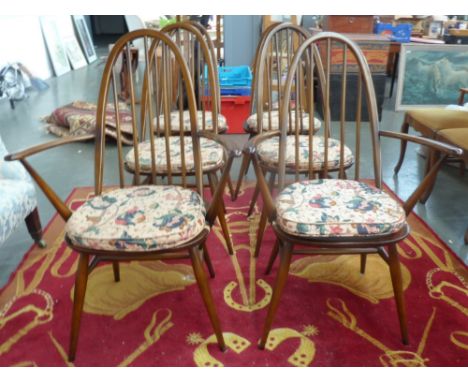 Six 'Old Colonial' Ercol dining chairs with removeable covers