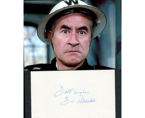 Bill Pertwee signed white card with 7x5 colour Dads Army photo. Good condition. All autographs come with a Certificate of Aut