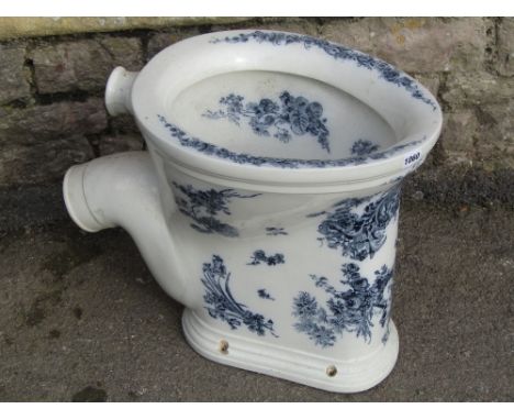 The Walmore reclaimed Victorian white glazed ceramic pedestal toilet with transfer  printed floral detail
