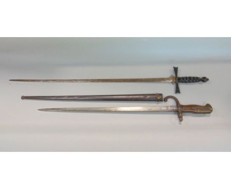 Mve d' Aarmes de St Etienne 1877 bayonet and scabbard guard and scabbard both numbered 90400