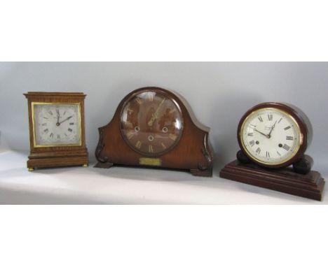 Elliot of London mahogany drum head mantel clock, together with a further vintage three train Smiths mantel clock and a Mallo