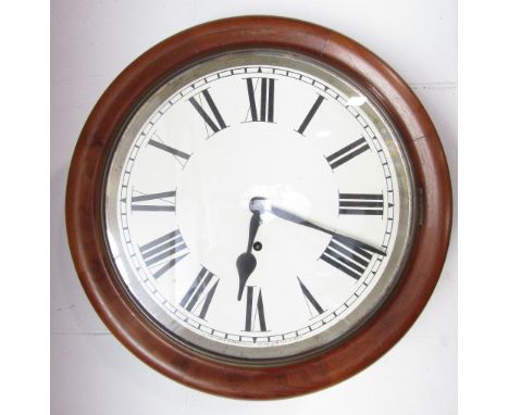 Ansonia Clock Co single train mahogany cased wall dial, 39cm diameter, pendulum and key 