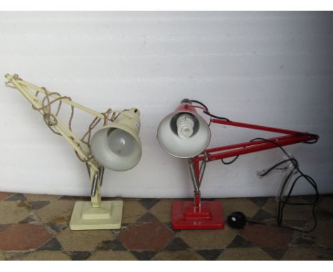 A vintage Herbert Terry &amp; Sons Ltd anglepoise table lamp with square two stepped base in cream colourway together with a 