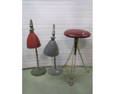 Two vintage adjustable table lamps, by Best Lite, a further adjustable revolving stool, a further Best Lite lamp and a small 