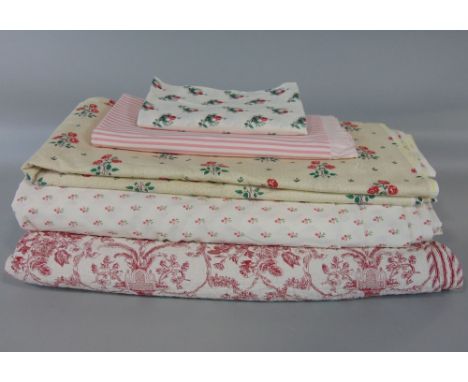 Laura Ashley vintage fabric remnants including approx 18m 1986 small cherry design, 7.2m 1986 floral rose, 2m 1982 rosebud (a