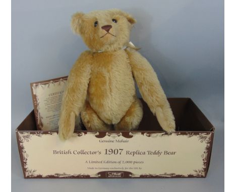 A Steiff 1907 replica teddy bear, limited edition of 2000, with box and certificate number 01624, 60cm high, mohair finish