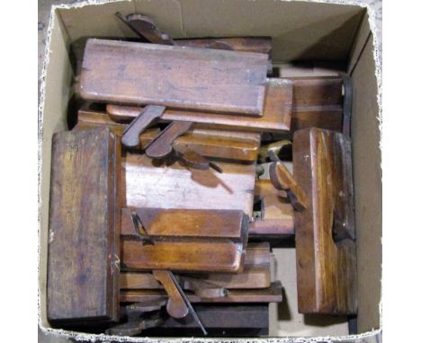 A collection of approx 20 vintage wood work planes and a boxed sharpening stone