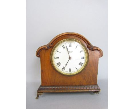 J W Benson of London walnut cased mantel clock, 18cm high