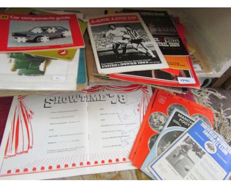 A small number of vintage car manuals, theatre programmes, football programmes, etc