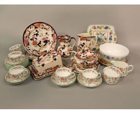 A collection of Minton Haddon Hall pattern tea wares, comprising milk jug, sugar bowl, six cups, six saucers and six tea plat