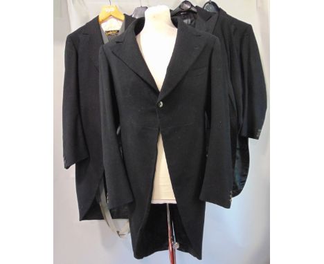 Collection of vintage men's dress suits to include three piece morning suit with waistcoat by Vanderbilt, a Burton tailcoat, 