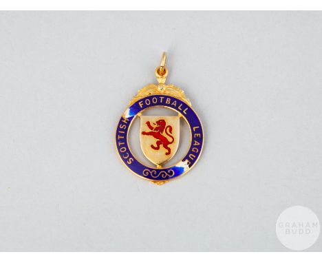 James Forrest 9ct gold and enamel League Cup Winners medal, 1964-65 the obverse inscribed SCOTTISH FOOTBALL LEAGUE, the rever