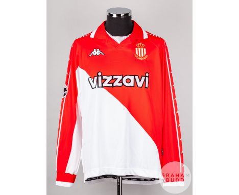 Marcelo Gallardo red and white N0.10 Monaco v. Rangers Champions League long-sleeved shirt, 2000, Kappa, M with v-neck collar