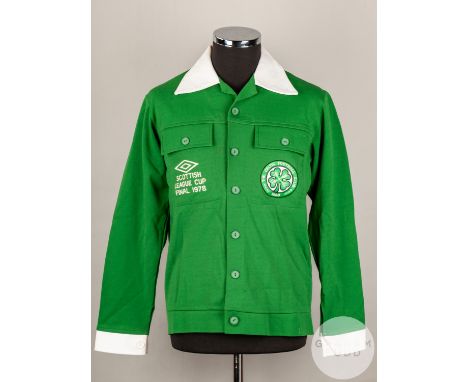 Johnny Doyle green and white Celtic v. Rangers 1978 League Cup tracksuit top, Umbro, M with button-up front and embroidered c