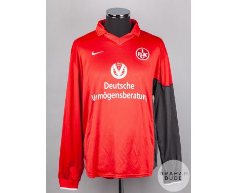 Andreas Buck red and black No.22 Kaiserslautern v. Rangers long-sleeved shirt, 2000, Nike, L with v-neck collar and embroider