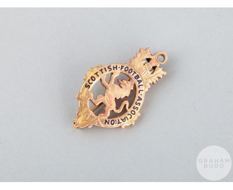 James McWhinnie 9ct gold and enamel Kilmarnock Scottish Cup winners medal, 1929 the obverse inscribed SCOTTISH FOOTBALL ASSOC