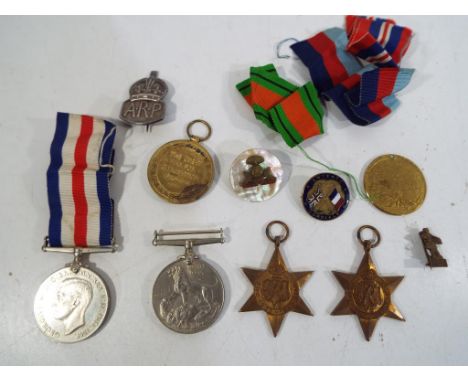 World War One and Two (WW1 WW2) - campaign medals comprising WW1 Victory medal inscribed 26373 Pte J Hartley Manch R,  WW2 Fr