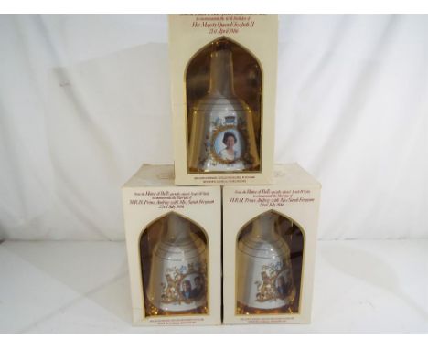 Bell's Old Scotch Whisky - three Royal commemorative decanters, each 75cl, 43% vol, in original cartons [3]