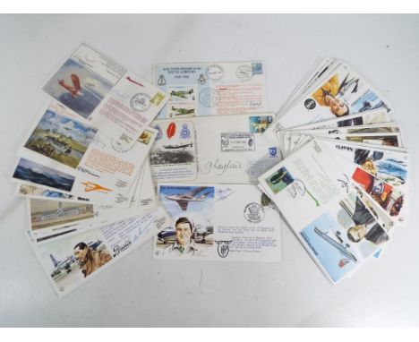 Thirteen First Day Covers relating to the Royal Airforce signed by the pilots and nineteen First Day Covers relating to aerop