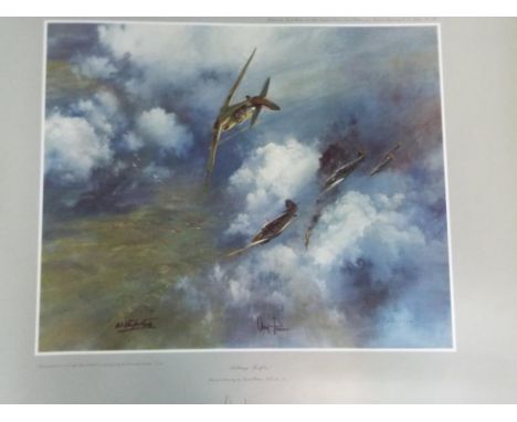 After Frank Wootton - a limited edition print by Frank Wootton entitled Achtung Spitfire No. 360 of 850 signed in pencil by t