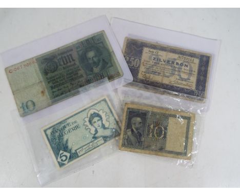 Six World War II (WW2) bank notes. Estimate £20 - £30