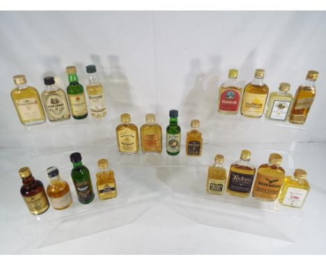 Scotch Whisky - Twenty miniature / taster bottles of Scotch whisky, 5cl, 40% ABV or higher, sealed with contents intact.