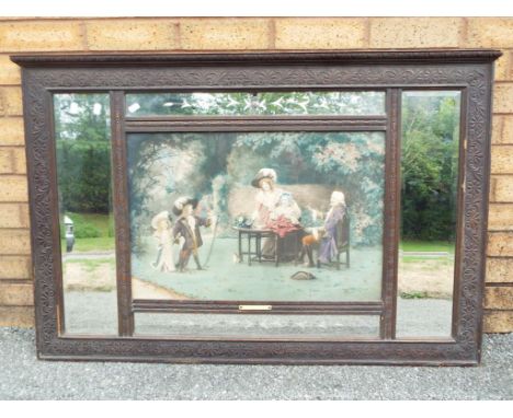 Davenport Bates - a Davenport Bates print entitled A Visit to Grandpa, mounted on a carved oak frame with bevel edged mirror 