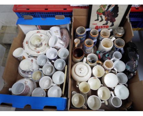 A good mixed lot to include Royal Commemorative ceramics, ceramic steins, advertising print and similar (2)