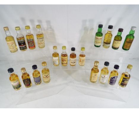 Scotch Whisky - Twenty miniature / taster bottles of Scotch whisky, all 5cl, 40% ABV or higher, various distilleries, all sea