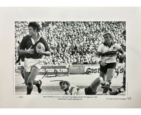 Morne Du Plessis limited edition signed print with signing photo Morne du Plessis was one of South Africa's greatest rugby pl