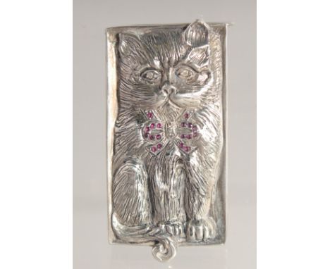 A SILVER RUBY AND DIAMOND SET CAT VESTA.