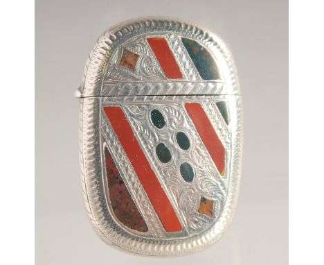 AN EDWARD VII SILVER AND ENAMEL VESTA. Birmingham 1903. Maker: J. F.