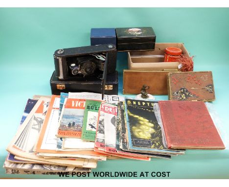 A quantity of items to include art picture frame, vintage Kodak camera, brass letter rack, Portmeirion Botanic Garden bowl, c