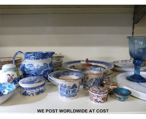 A quantity of mixed ceramics to include Paragon, Burslem dishes, oriental lidded pot and Copeland jug together with 18th cent