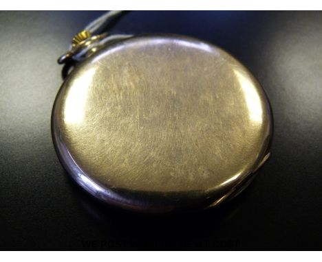 Tempo Swiss made rolled gold gentleman's slim cased pocket watch, with engine turned dial and stylised Arabic numerals, c1920
