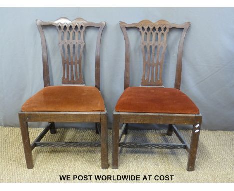 A pair of Georgian Chippendale style dining chairs 