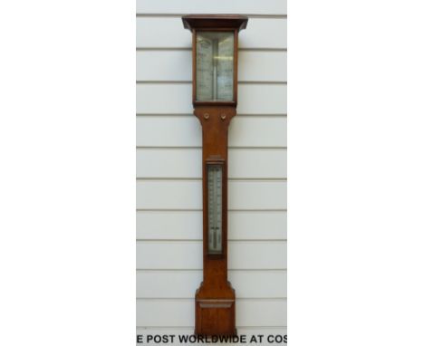 J.H. Steward 406, the Strand, London, C1860 stick barometer, label verso Hudson and Son Opticians, Greenwich S.E.