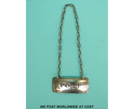 A Georgian hallmarked silver Port bottle ticket, London 1828, maker John Whittingham 