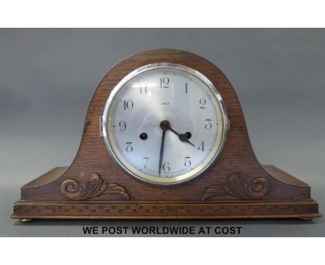 A two train' Napoleon hat' style 1930's mantel clock 'Dupontic' Enfield clock Co to dial 