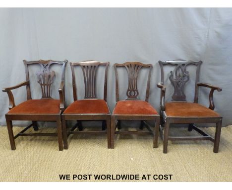 Four various Georgian Chippendale style armchairs including two carvers 