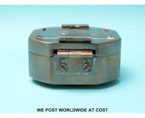 A Stanley brass-cased compass with natural sine table to top