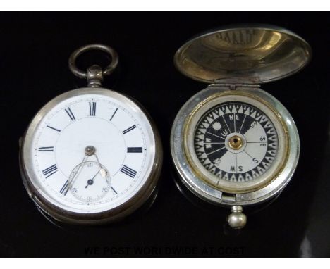 A hallmarked silver gentleman's pocket watch with inset subsidiary dial and lever escapement together with a ministry marked 
